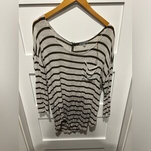 Charlotte Russe Green and Cream Striped Top